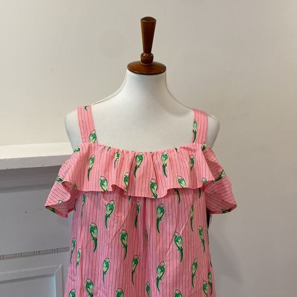 Crown & Ivy Medium Dress 100% Cotton Parrot Boho Resort Dress Preppy Button Back - Picture 9 of 16